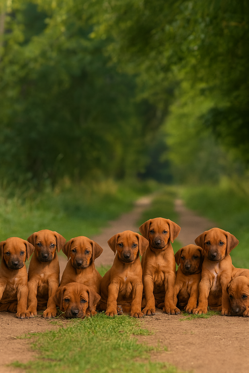 Rhodesian Ridgeback puppies outdoors